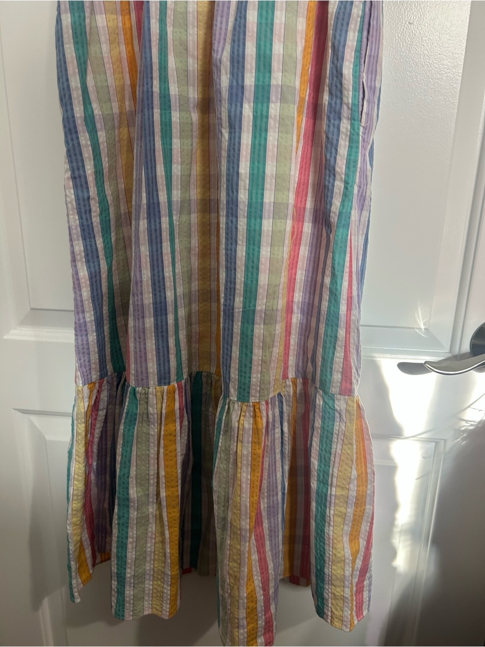 JCrew rainbow gingham Square-neck Midi Dress Size 6 Chic Cottagecore Preppy Boho - Picture 13 of 13